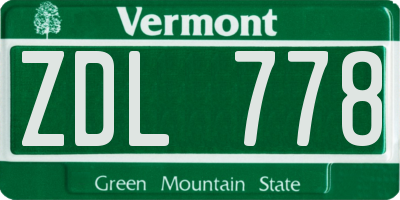 VT license plate ZDL778