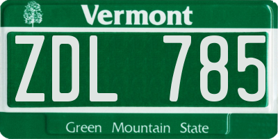 VT license plate ZDL785