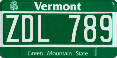 VT license plate ZDL789