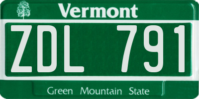 VT license plate ZDL791
