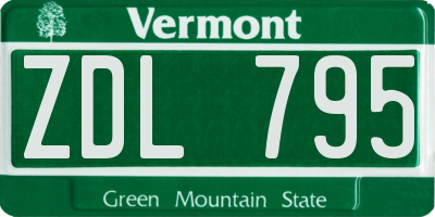 VT license plate ZDL795