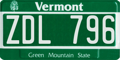 VT license plate ZDL796