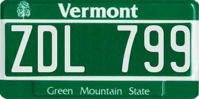 VT license plate ZDL799