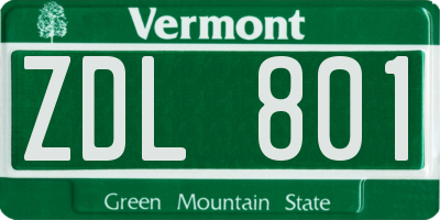 VT license plate ZDL801