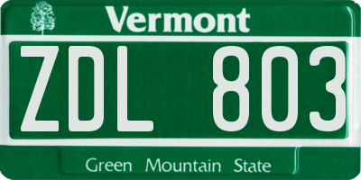 VT license plate ZDL803