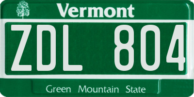 VT license plate ZDL804