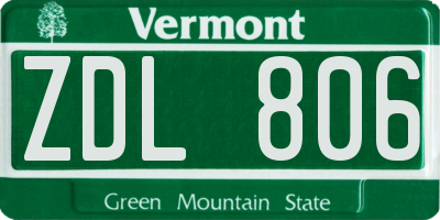 VT license plate ZDL806