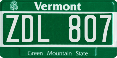 VT license plate ZDL807
