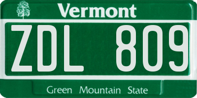 VT license plate ZDL809