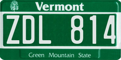 VT license plate ZDL814