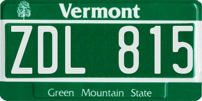 VT license plate ZDL815