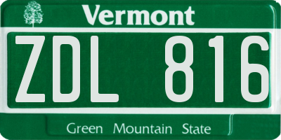 VT license plate ZDL816