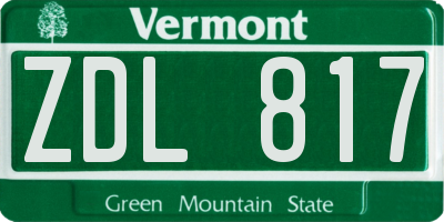 VT license plate ZDL817