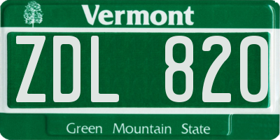 VT license plate ZDL820