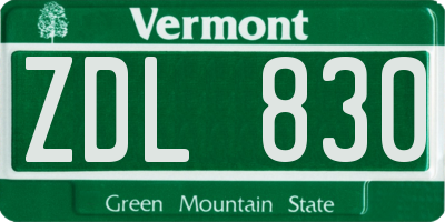 VT license plate ZDL830