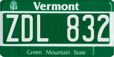 VT license plate ZDL832