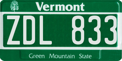 VT license plate ZDL833