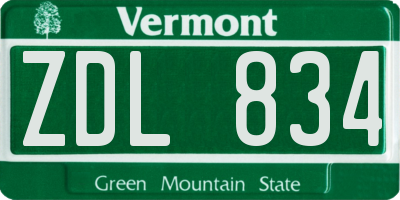VT license plate ZDL834
