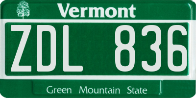 VT license plate ZDL836