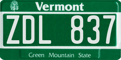 VT license plate ZDL837