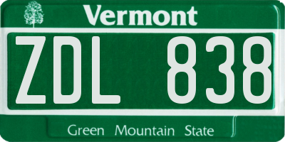 VT license plate ZDL838