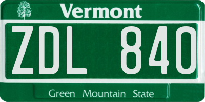 VT license plate ZDL840