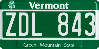 VT license plate ZDL843