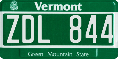 VT license plate ZDL844