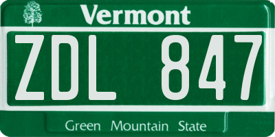 VT license plate ZDL847