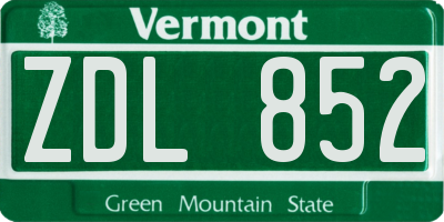 VT license plate ZDL852