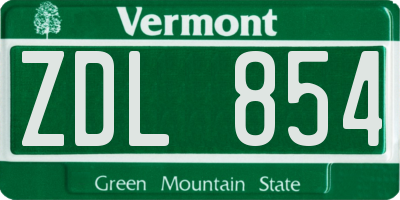 VT license plate ZDL854