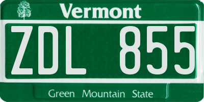 VT license plate ZDL855