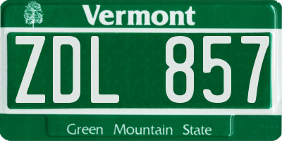 VT license plate ZDL857