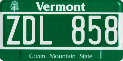 VT license plate ZDL858