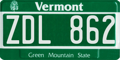 VT license plate ZDL862