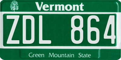 VT license plate ZDL864