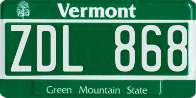 VT license plate ZDL868