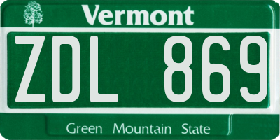 VT license plate ZDL869