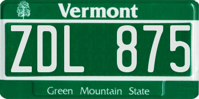 VT license plate ZDL875
