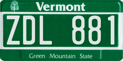 VT license plate ZDL881