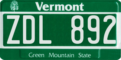 VT license plate ZDL892