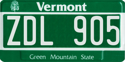 VT license plate ZDL905