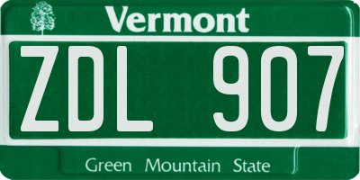 VT license plate ZDL907