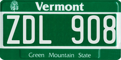 VT license plate ZDL908