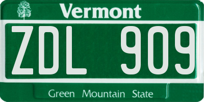 VT license plate ZDL909