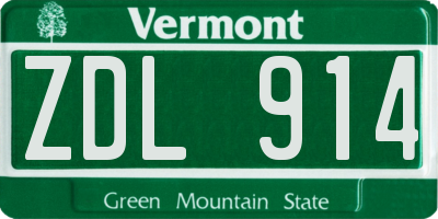 VT license plate ZDL914