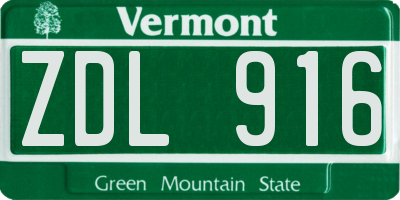 VT license plate ZDL916