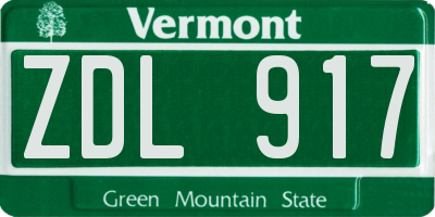 VT license plate ZDL917