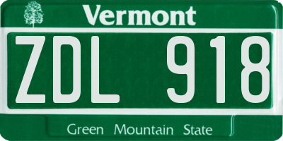 VT license plate ZDL918