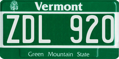 VT license plate ZDL920